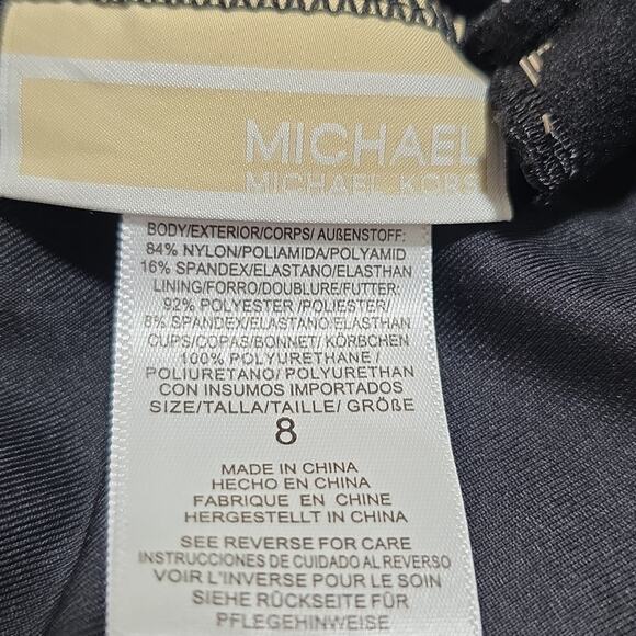 Michael Kors Women Sz 8 Black Lace Back Swimsuit One Piece Black Lightly Padded. - Picture 3 of 10